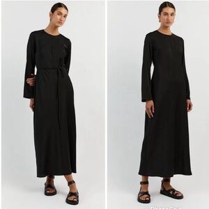 Dissh Bloom Black Satin Long Sleeve Dress In Black